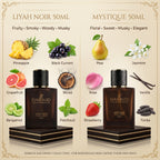 Luxury Perfume Combo –Liyah Noir & Mystique | Long Lasting EDP Fragrance Set | Fresh Citrus, Vanilla, Coffee & Woody Spicy Notes | 50ml Each