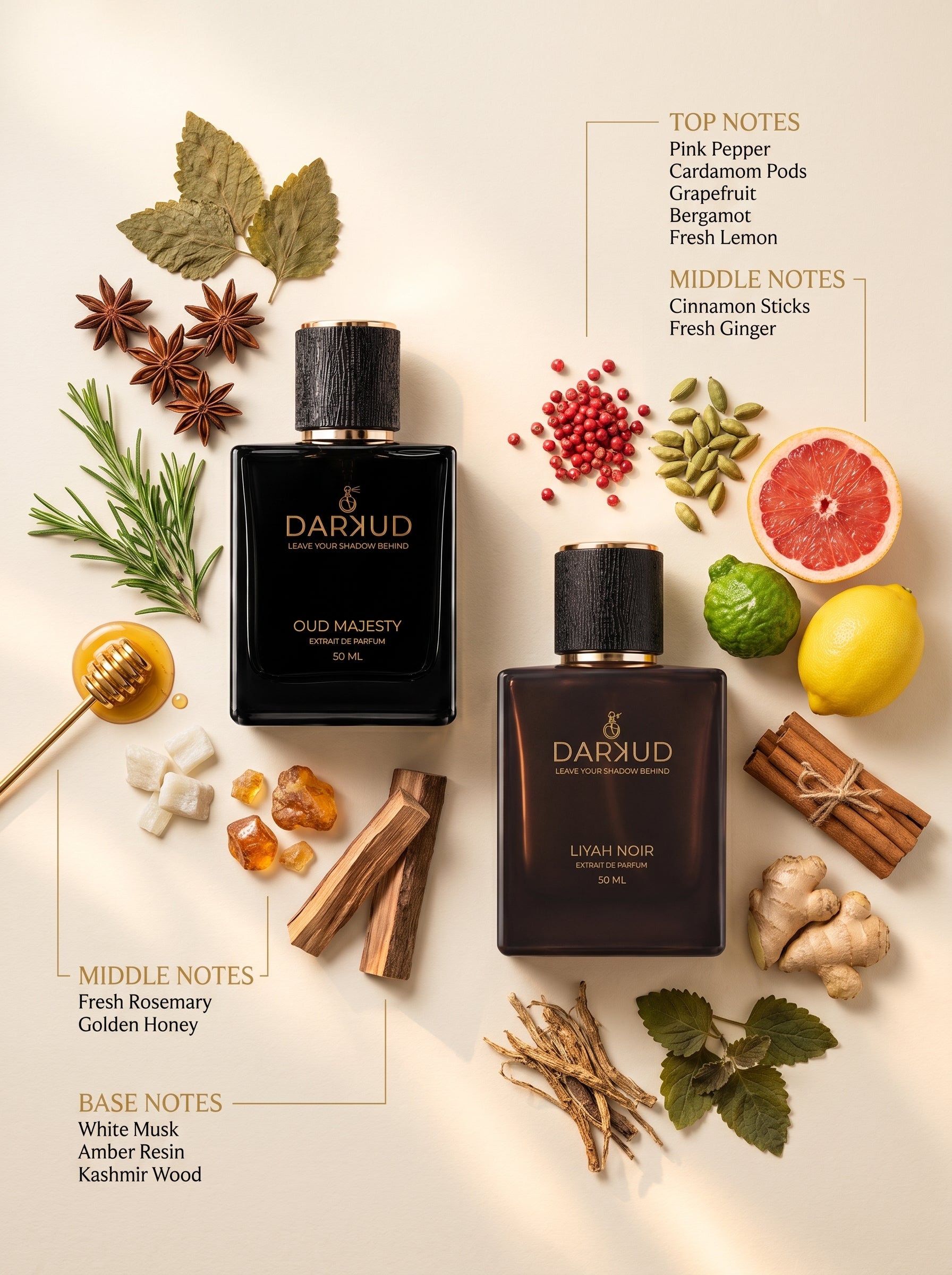 Luxury Perfume Combo | LIYAH NOIR 50ML + OUD MAJESTY 50ML | 2 Premium Extrait De Parfum Fragrances | Long Lasting Fruity Smoky Woody Musky & Oud Spicy Woody Scents | Gift Set 100ML