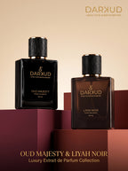Luxury Perfume Combo | LIYAH NOIR 50ML + OUD MAJESTY 50ML | 2 Premium Extrait De Parfum Fragrances | Long Lasting Fruity Smoky Woody Musky & Oud Spicy Woody Scents | Gift Set 100ML