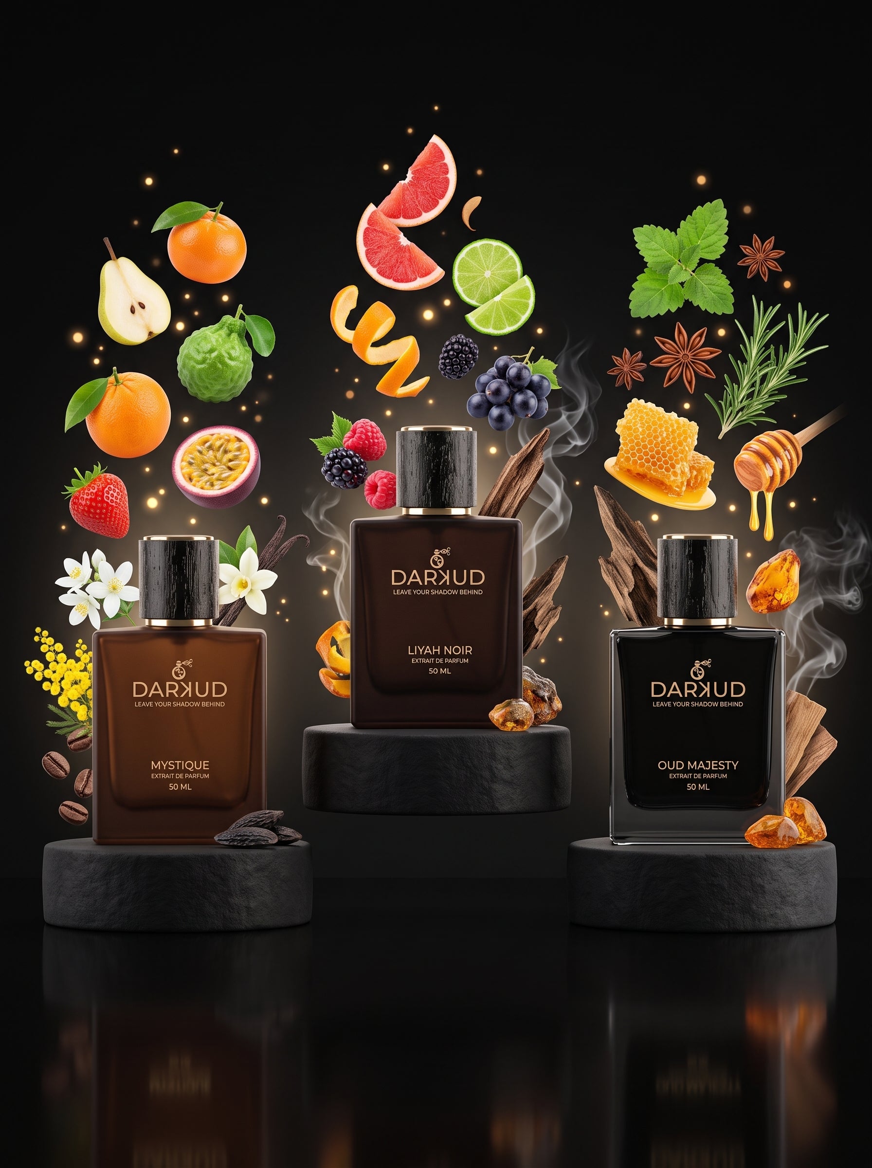 Discover the Ultimate Luxury Collection – LIYAH NOIR • MYSTIQUE • OUD MAJESTY | 3 × 50 ML