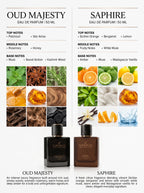 Discover the Perfect Balance of OUD MAJESTY & SAPHIRE – 2 × 50 ML Luxury Perfume Collection