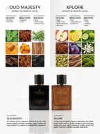 Discover the Perfect Fusion of OUD MAJESTY & XPLORE – 2 × 50 ML Luxury Perfume Collection