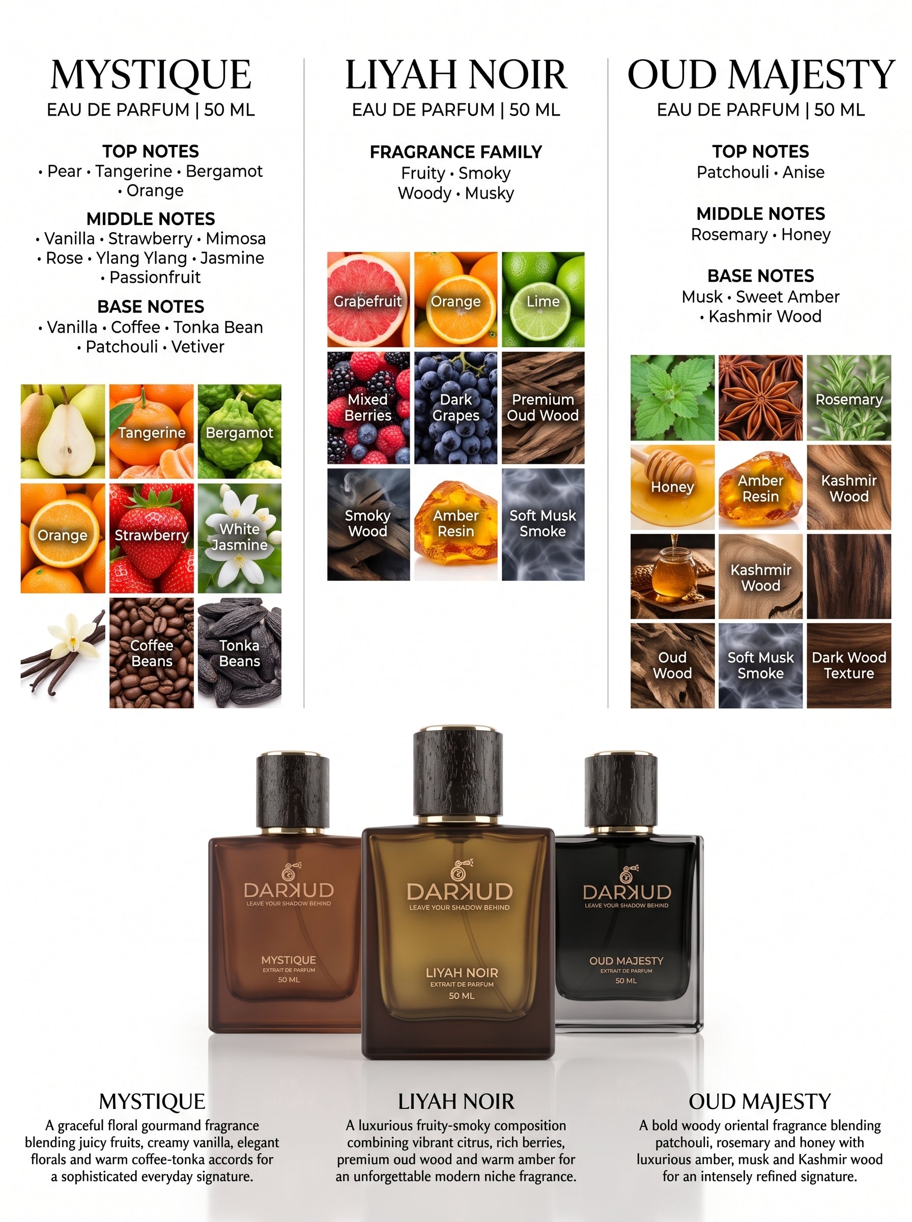 Discover the Ultimate Luxury Collection – LIYAH NOIR • MYSTIQUE • OUD MAJESTY | 3 × 50 ML
