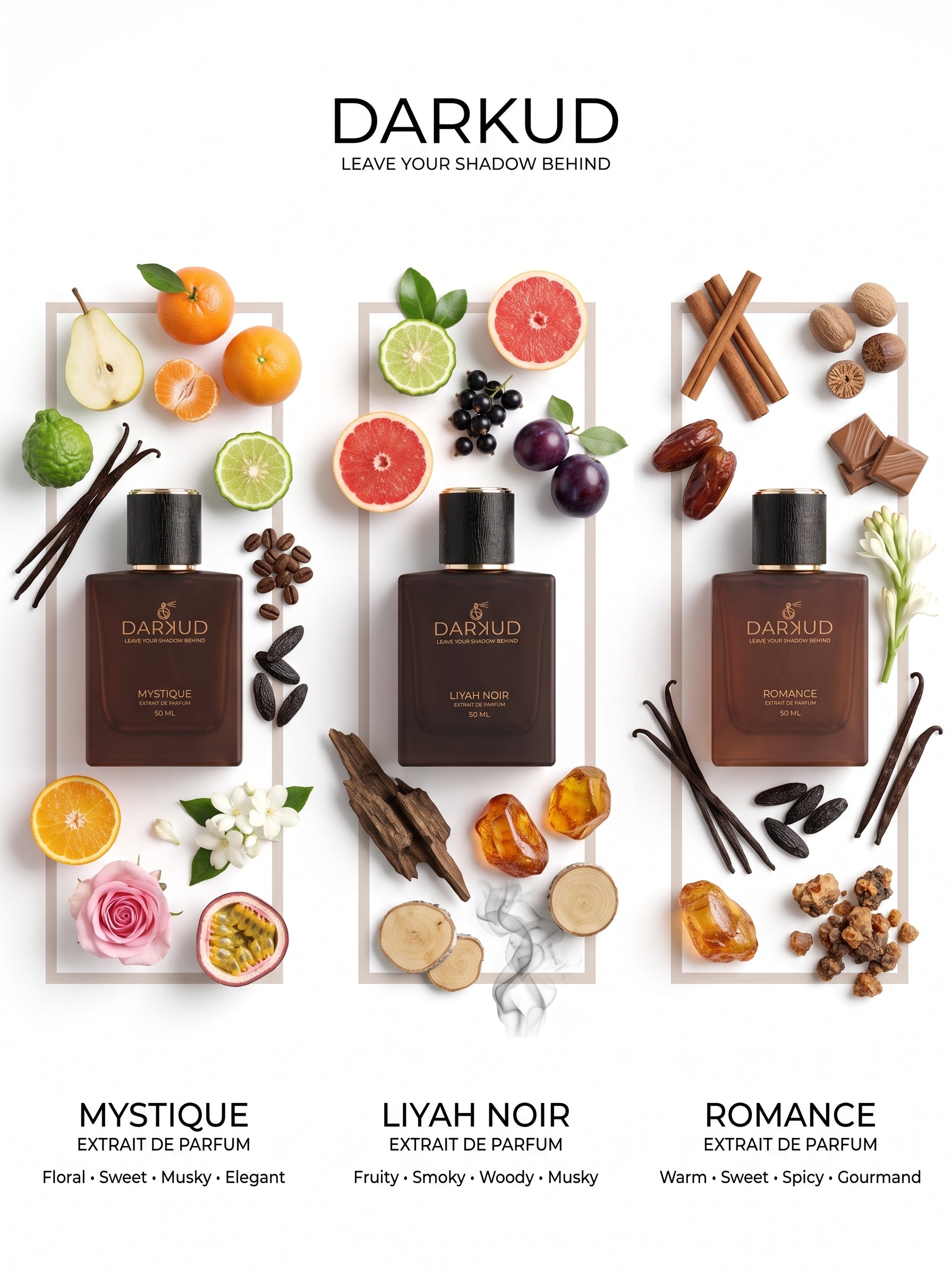 The Signature Trio | MYSTIQUE + LIYAH NOIR + ROMANCE | Premium Extrait de Parfum Collection