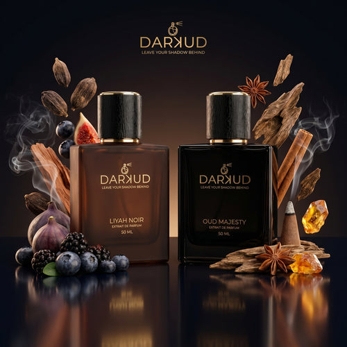 Luxury Perfume Combo | LIYAH NOIR 50ML + OUD MAJESTY 50ML | 2 Premium Extrait De Parfum Fragrances | Long Lasting Fruity Smoky Woody Musky & Oud Spicy Woody Scents | Gift Set 100ML