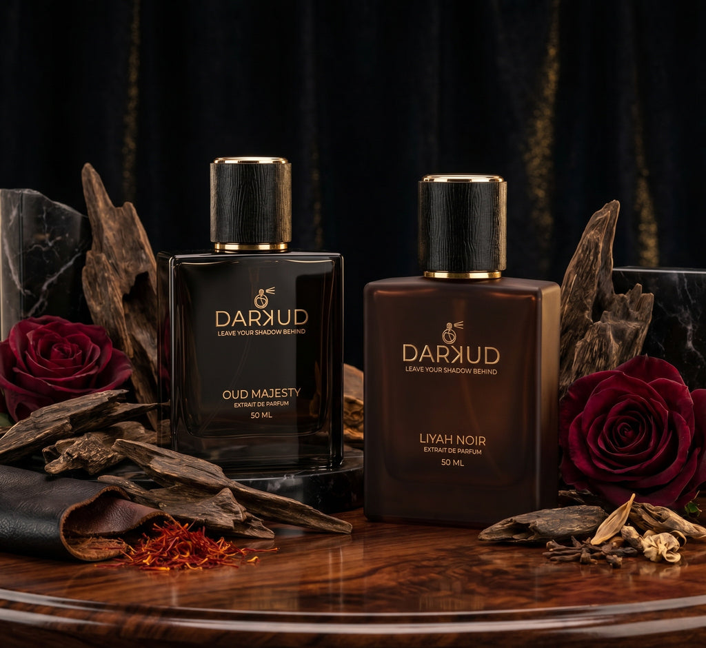 Luxury Perfume Combo | LIYAH NOIR 50ML + OUD MAJESTY 50ML | 2 Premium Extrait De Parfum Fragrances | Long Lasting Fruity Smoky Woody Musky & Oud Spicy Woody Scents | Gift Set 100ML