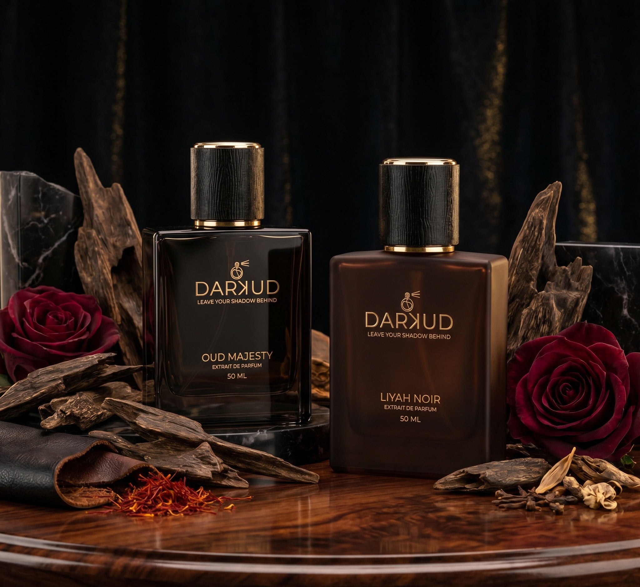 Luxury Perfume Combo | LIYAH NOIR 50ML + OUD MAJESTY 50ML | 2 Premium Extrait De Parfum Fragrances | Long Lasting Fruity Smoky Woody Musky & Oud Spicy Woody Scents | Gift Set 100ML