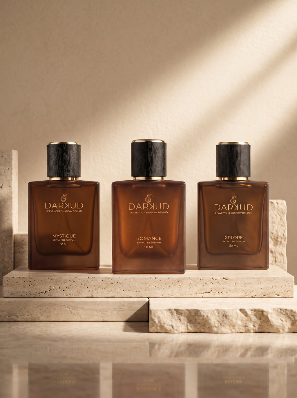 DARKUD Signature Luxury Perfume Trio MYSTIQUE • ROMANCE • XPLORE  3 × 50 ML | Extrait de Parfum