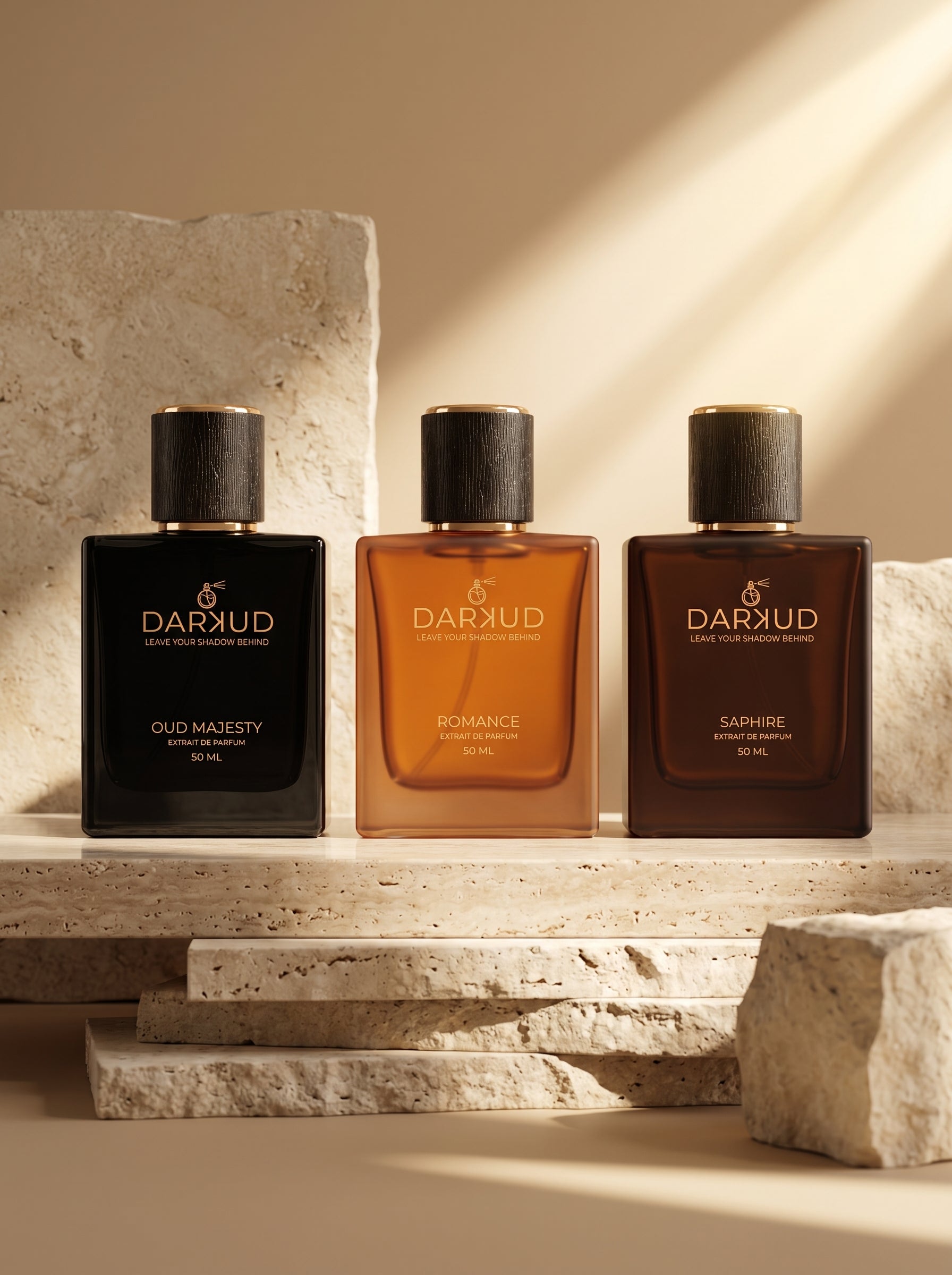 DARKUD Signature Luxury Perfume Trio OUD MAJESTY • ROMANCE • SAPHIRE  3 × 50 ML | Extrait de Parfum