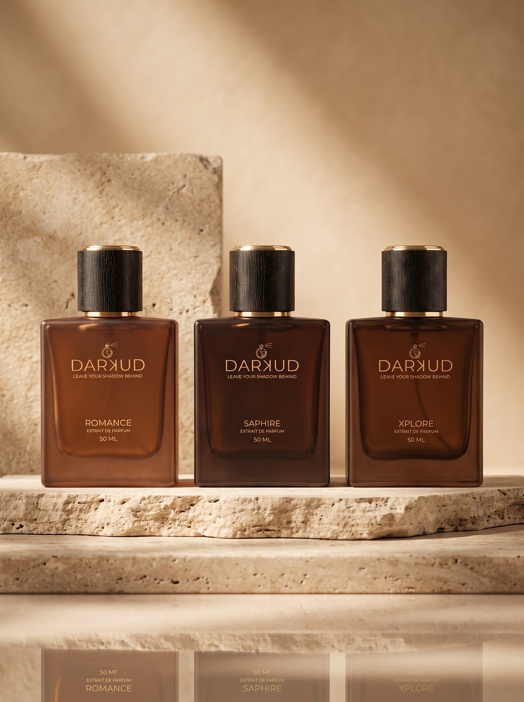 DARKUD Signature Luxury Perfume Trio ROMANCE • SAPHIRE • XPLORE  3 × 50 ML | Extrait de Parfum