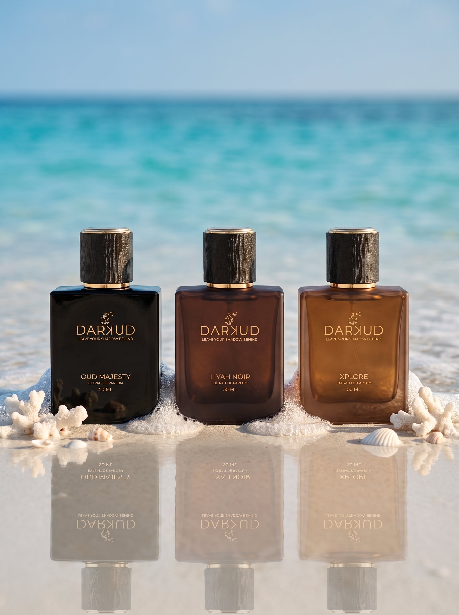 DARKUD Signature Luxury Perfume Trio  LIYAH NOIR • OUD MAJESTY • XPLORE Extrait de Parfum | 3 × 50 ML