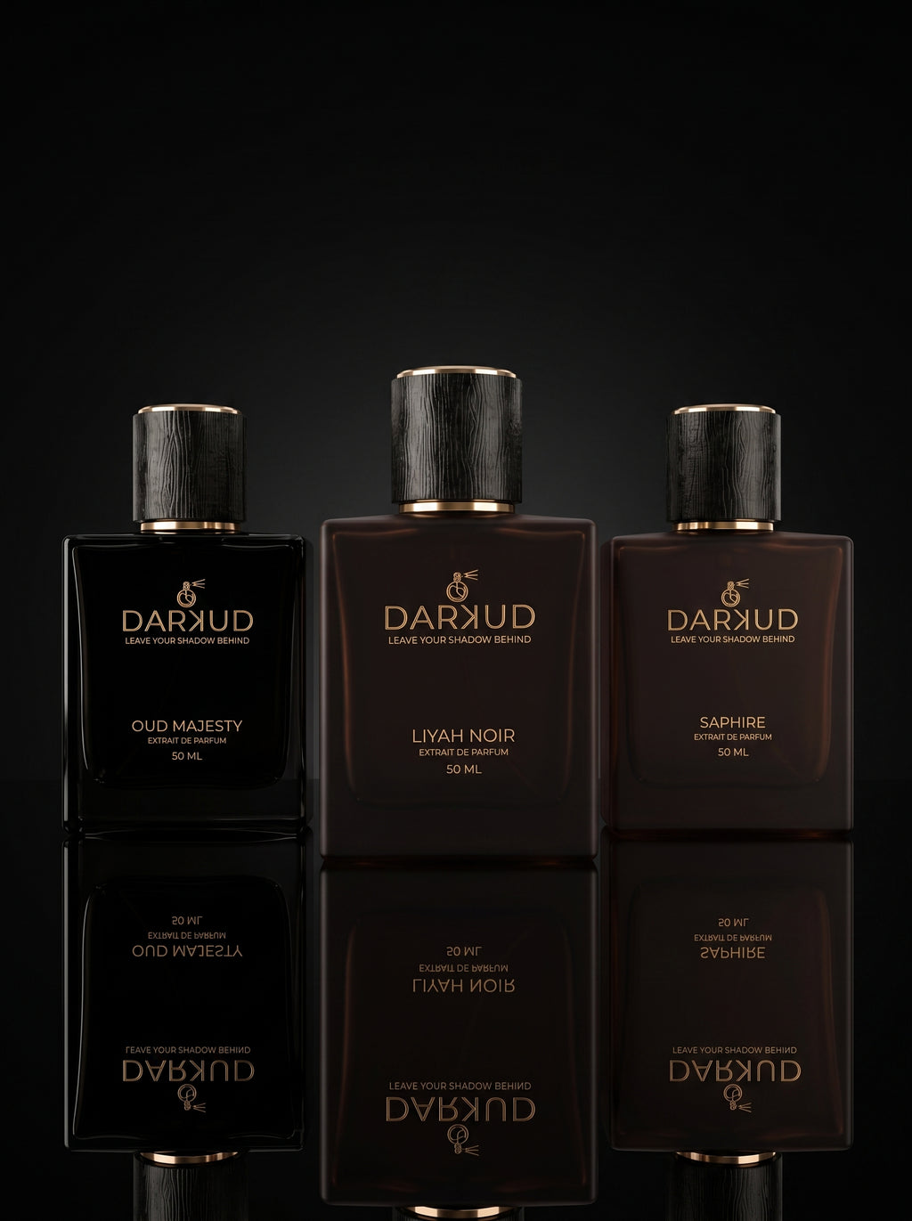 DARKUD Signature Luxury Perfume Trio  LIYAH NOIR • OUD MAJESTY • SAPHIRE Extrait de Parfum | 3 × 50 ML