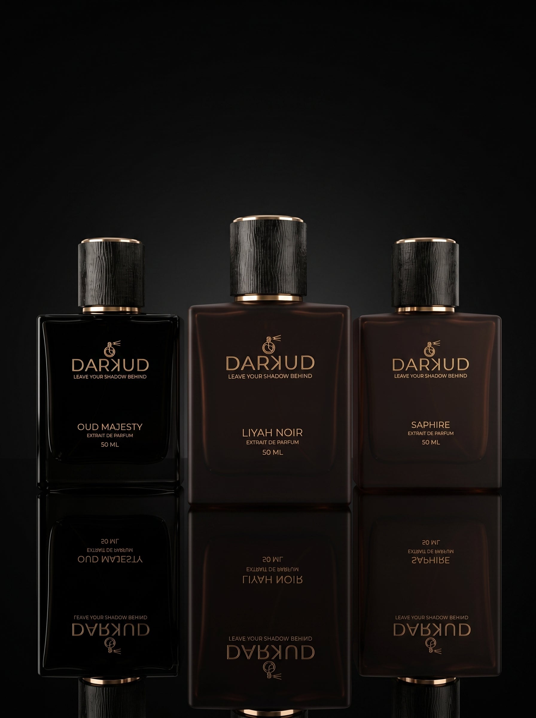 DARKUD Signature Luxury Perfume Trio  LIYAH NOIR • OUD MAJESTY • SAPHIRE Extrait de Parfum | 3 × 50 ML