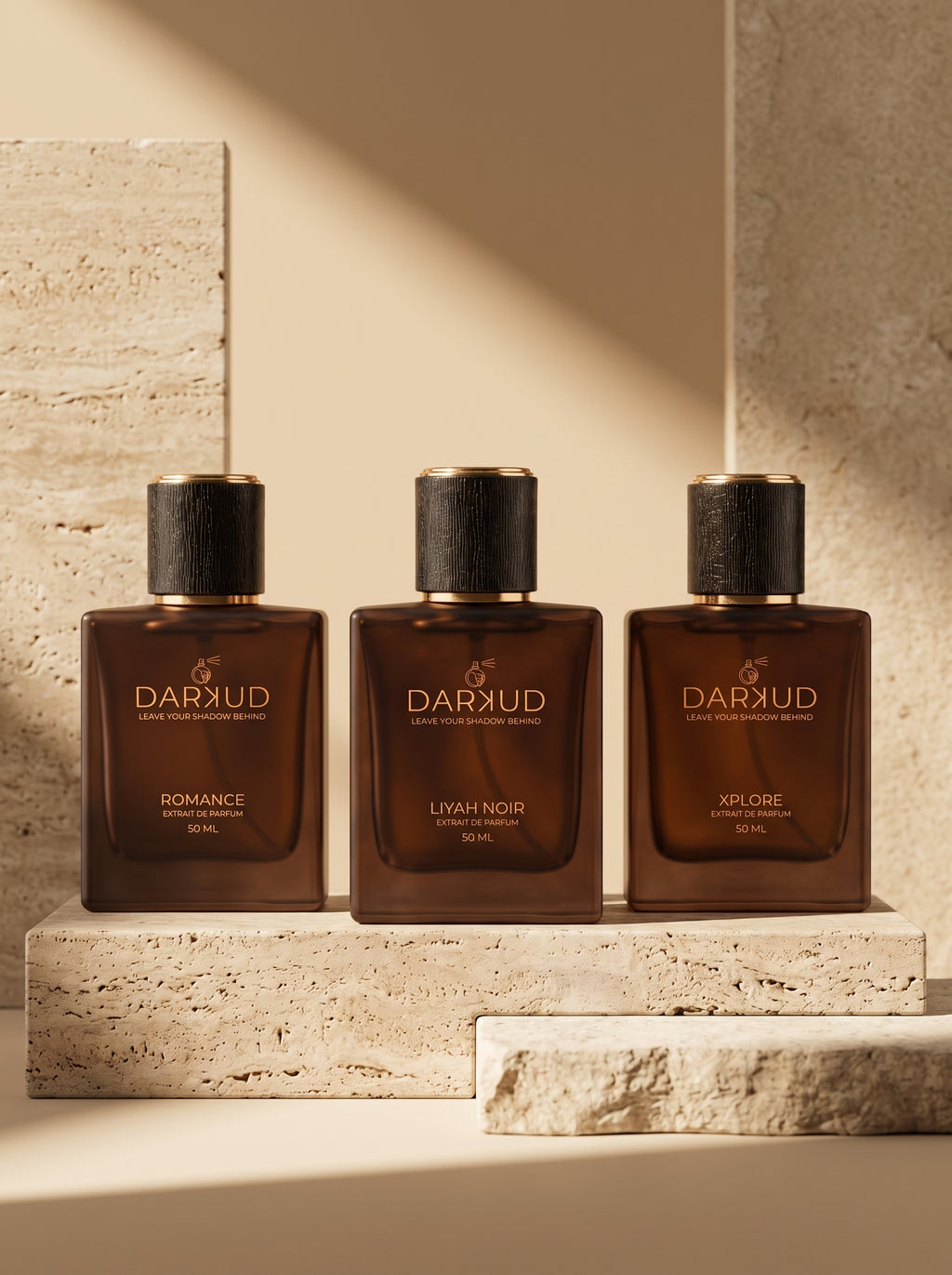 DARKUD Signature Luxury Perfume Trio LIYAH NOIR • ROMANCE • XPLORE  3 × 50 ML | Extrait de Parfum