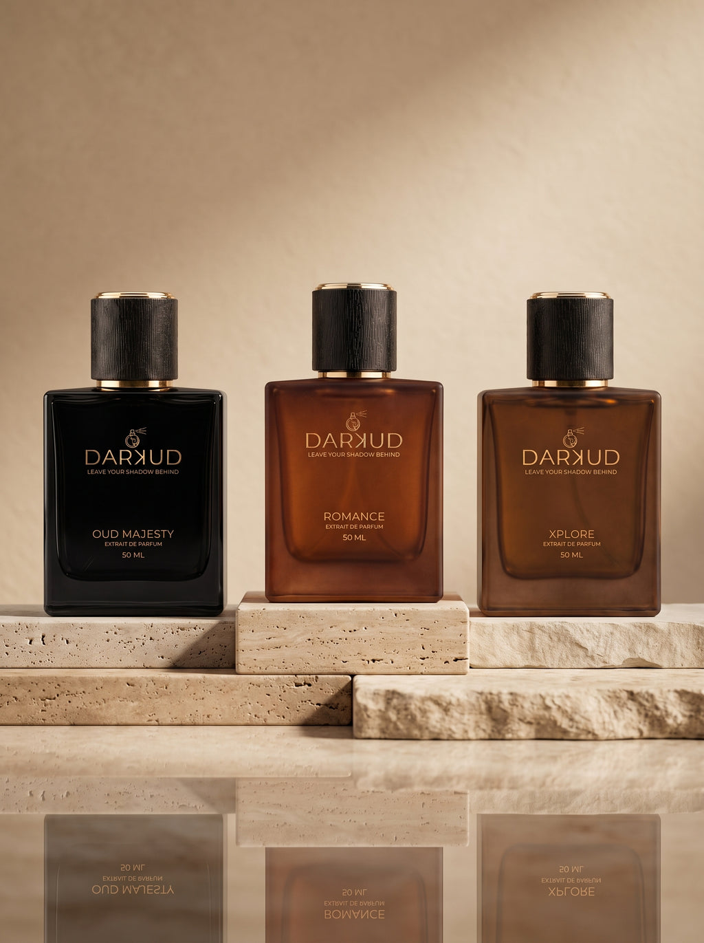 DARKUD Signature Luxury Perfume Trio OUD MAJESTY • ROMANCE • XPLORE  3 × 50 ML | Extrait de Parfum