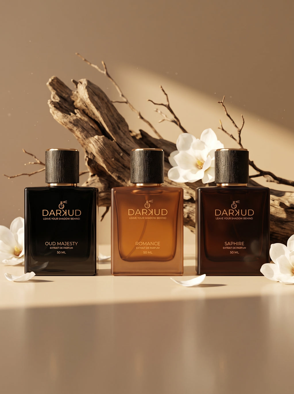 DARKUD Signature Luxury Perfume Trio OUD MAJESTY • ROMANCE • SAPHIRE  3 × 50 ML | Extrait de Parfum