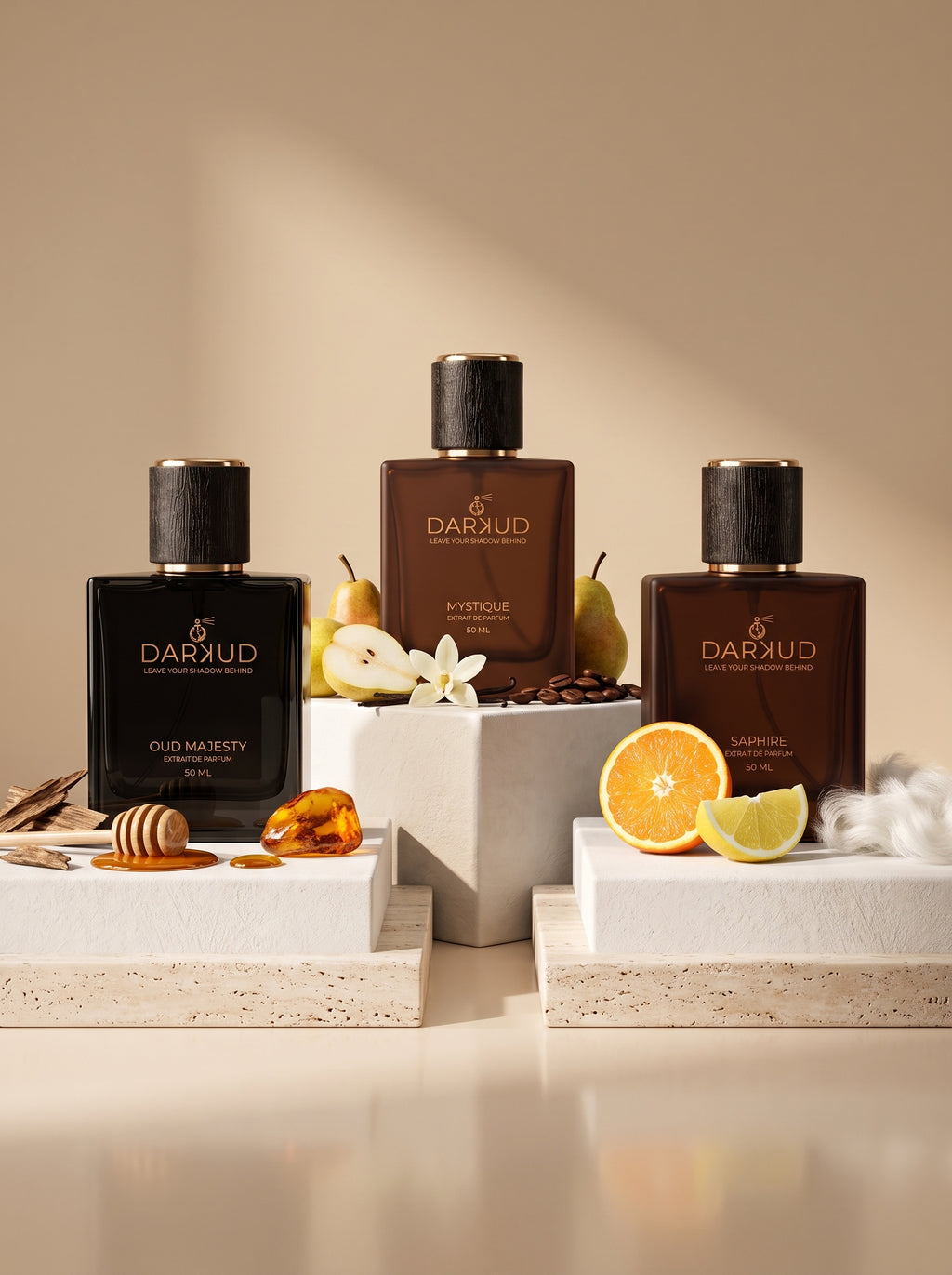 DARKUD Signature Luxury Perfume Trio MYSTIQUE • OUD MAJESTY • SAPHIRE  3 × 50 ML | Extrait de Parfum