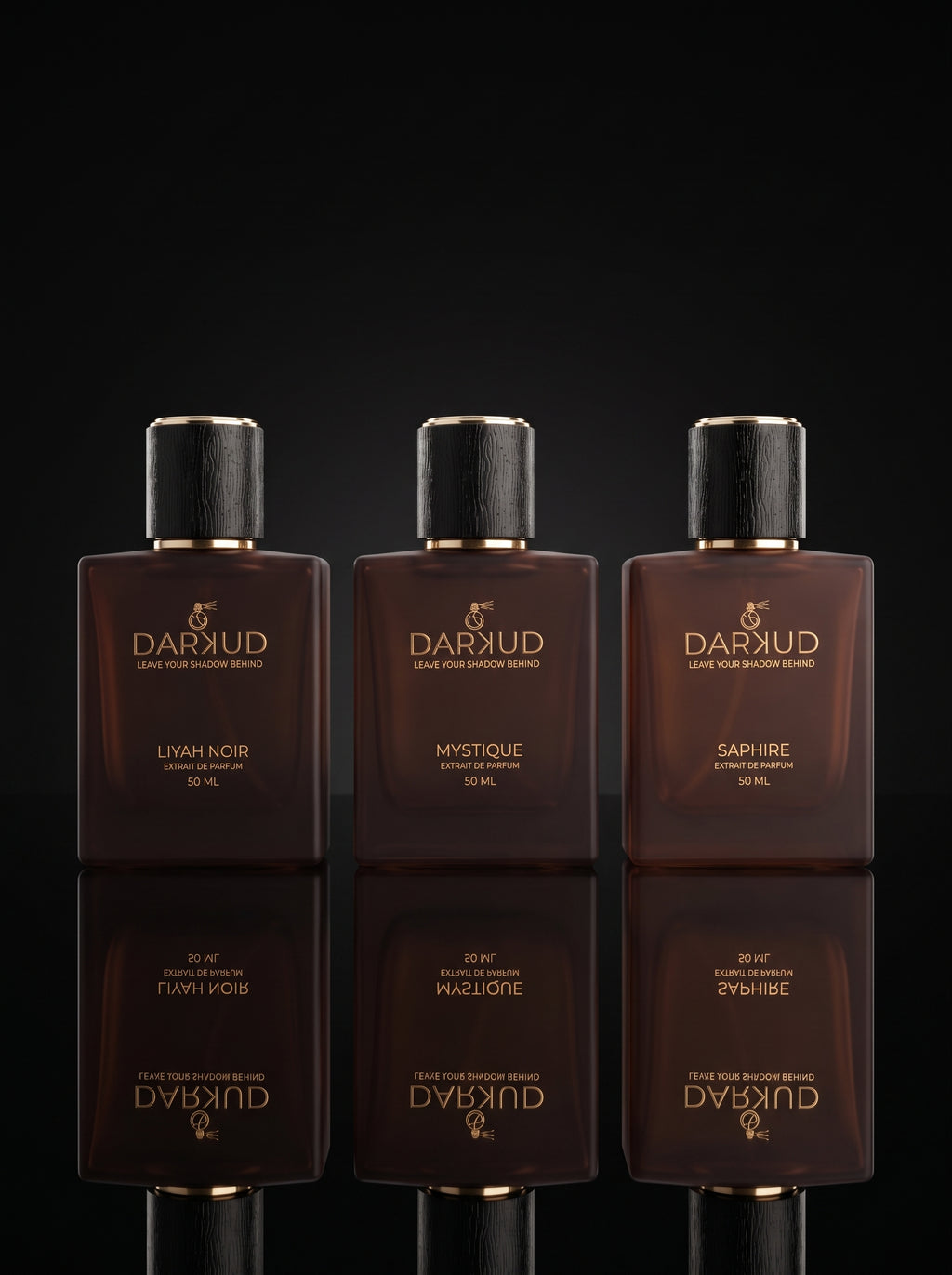 DARKUD Signature Luxury Perfume Trio  LIYAH NOIR • MYSTIQUE • SAPHIRE Extrait de Parfum | 3 × 50 ML