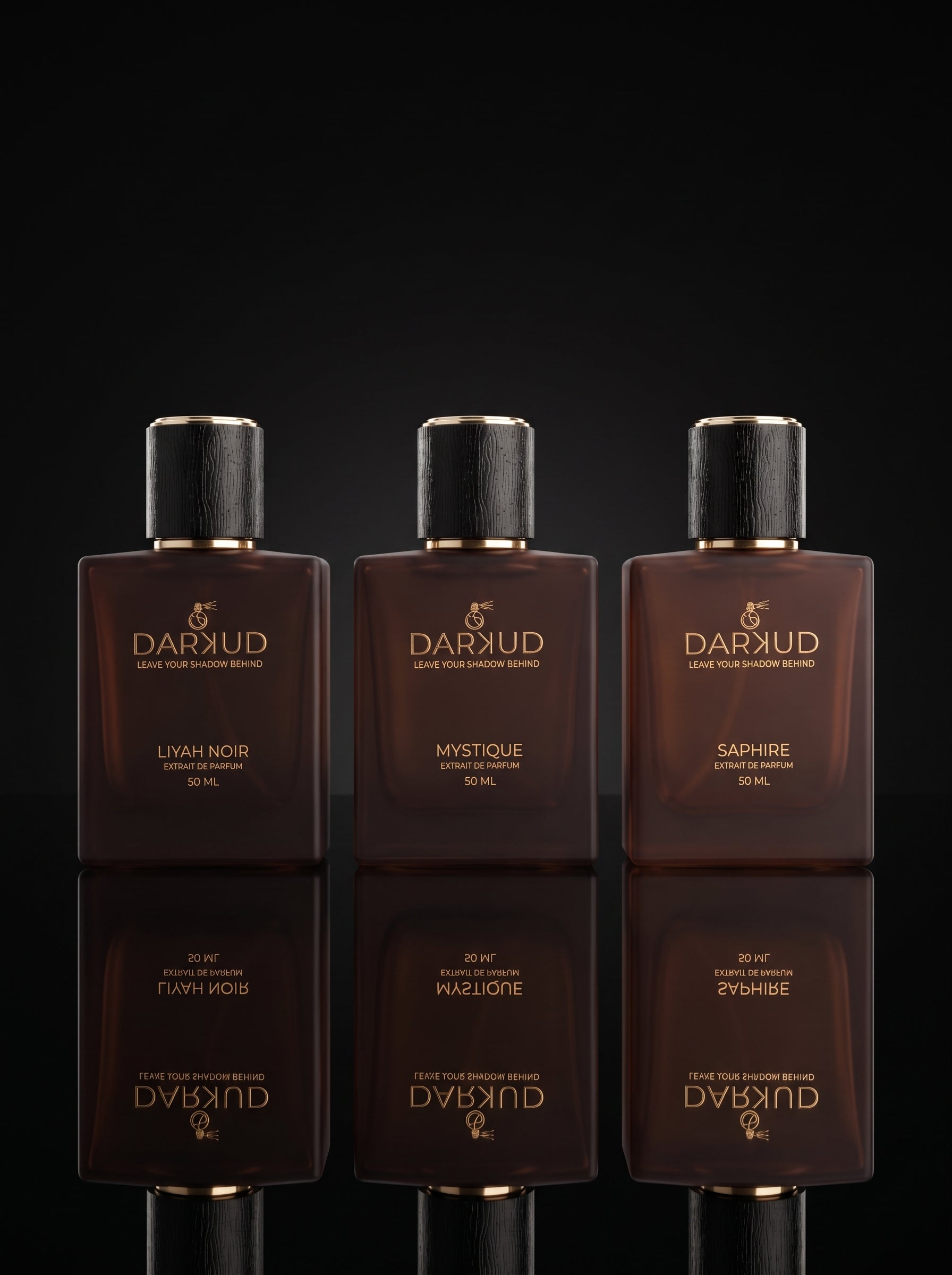 DARKUD Signature Luxury Perfume Trio  LIYAH NOIR • MYSTIQUE • SAPHIRE Extrait de Parfum | 3 × 50 ML