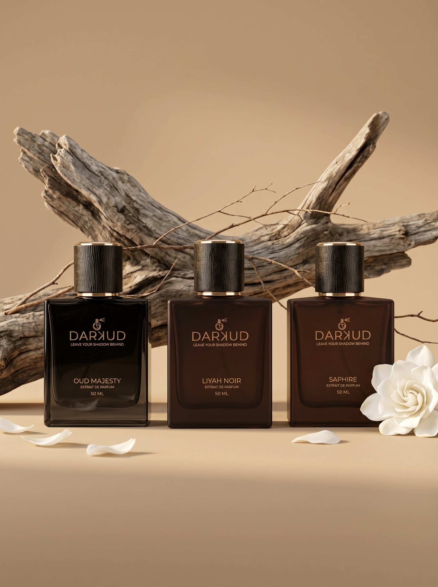 DARKUD Signature Luxury Perfume Trio  LIYAH NOIR • OUD MAJESTY • SAPHIRE Extrait de Parfum | 3 × 50 ML