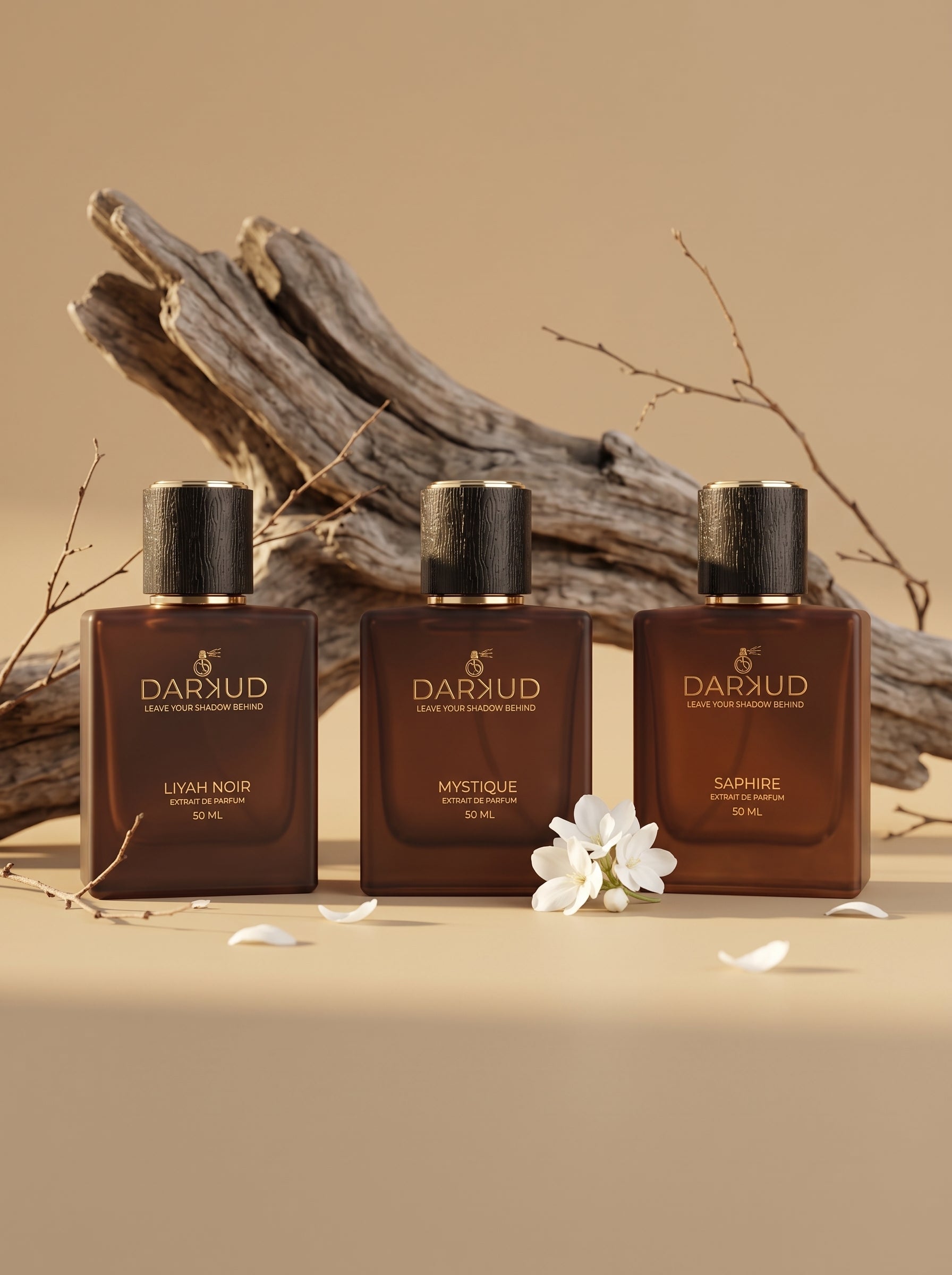 DARKUD Signature Luxury Perfume Trio  LIYAH NOIR • MYSTIQUE • SAPHIRE Extrait de Parfum | 3 × 50 ML