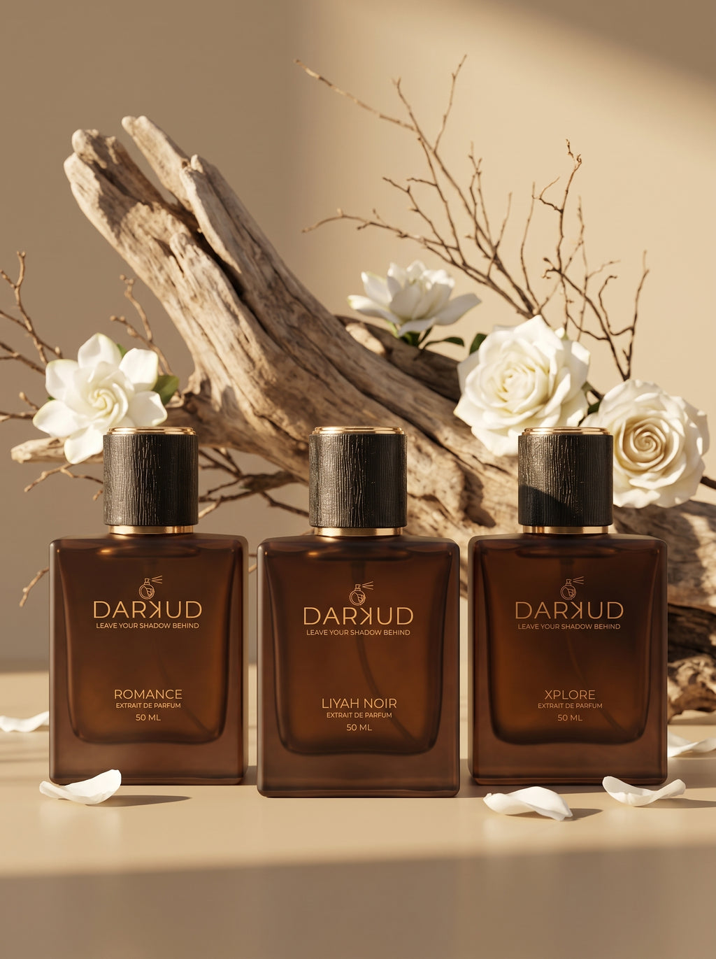 DARKUD Signature Luxury Perfume Trio LIYAH NOIR • ROMANCE • XPLORE  3 × 50 ML | Extrait de Parfum